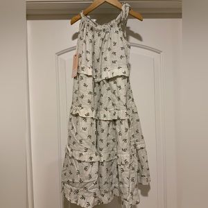KOKORI white leaf ruffle dress